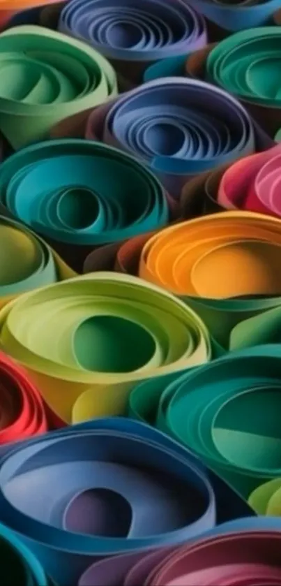 Colorful spirals of paper in abstract art design.