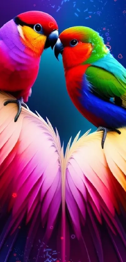 Vibrant, colorful parrot art wallpaper with stunning feather details.