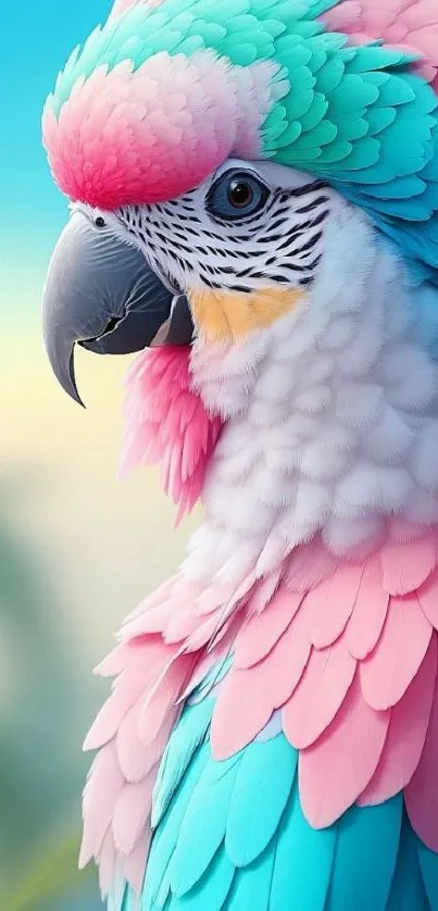 Vibrant parrot with colorful feathers on a phone wallpaper.
