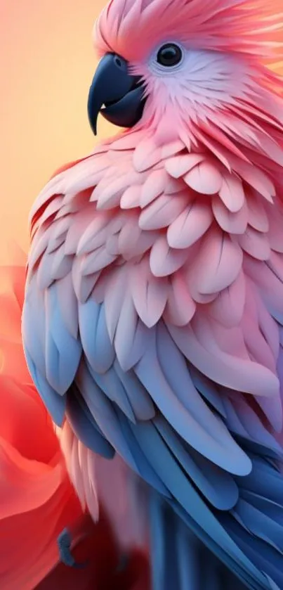 Colorful pink and blue parrot mobile wallpaper.