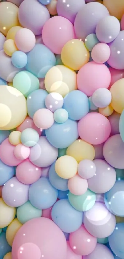 Mobile wallpaper featuring vibrant pastel balloons with a playful design.