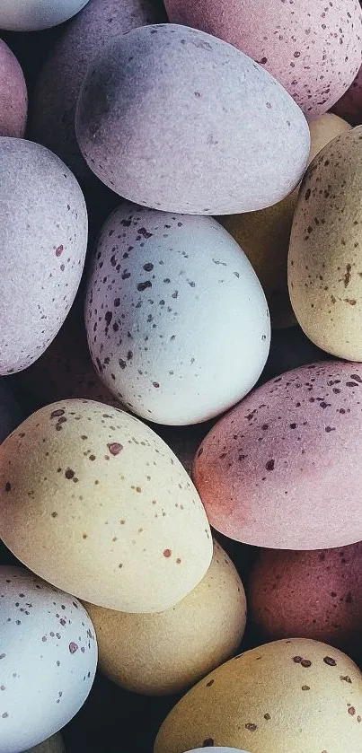 Colorful pastel eggs in a soothing pattern.