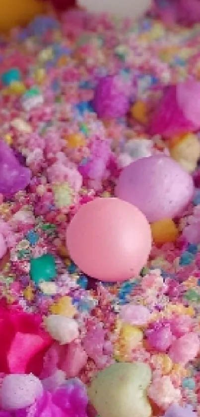 Colorful pastel texture with pink ball, vibrant and artistic.