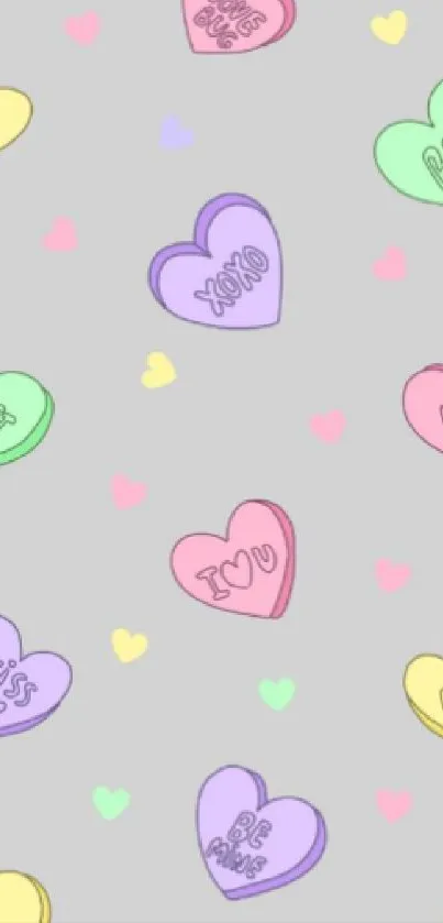 Colorful patterned wallpaper with hearts, strawberries, and flowers.