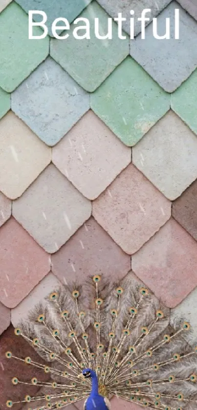 Colorful tile pattern with peacock motif.