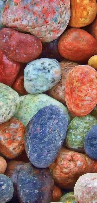 Colorful pebbles art wallpaper for mobile devices.