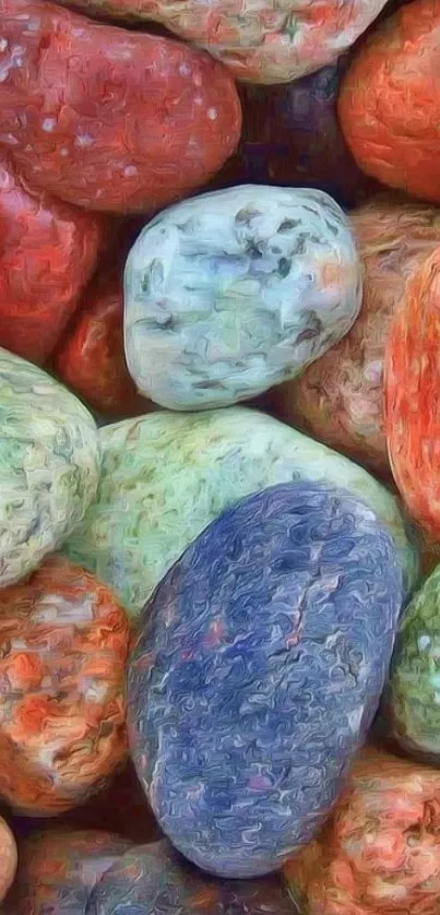 Vibrant and colorful pebbles wallpaper for mobile phones.