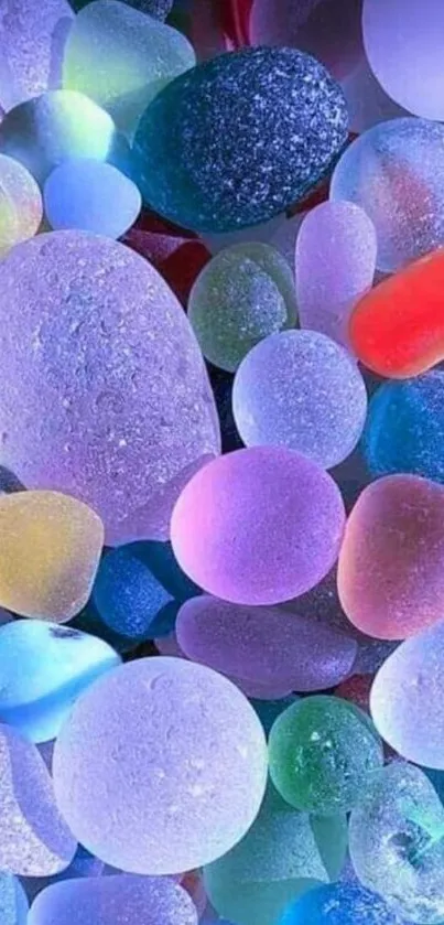 Vibrant and colorful pebble wallpaper with smooth, artistic stones.