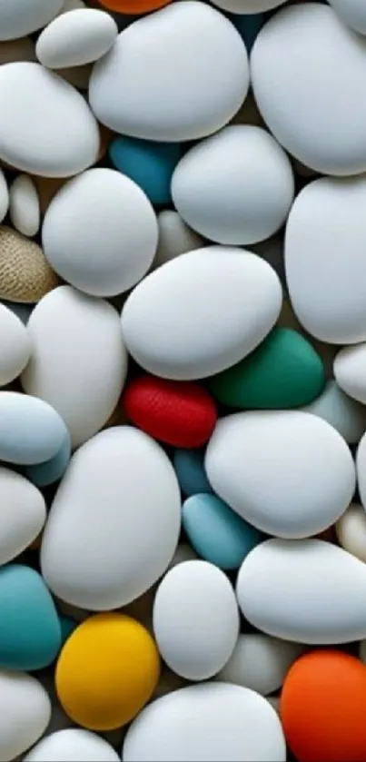 Colorful pebbles arranged in a vibrant pattern.