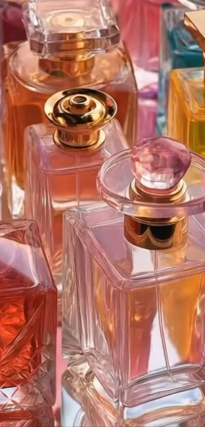 A colorful array of perfume bottles in various shapes and hues.