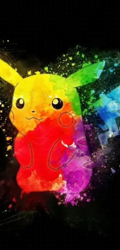 Colorful Pikachu splash art mobile wallpaper.