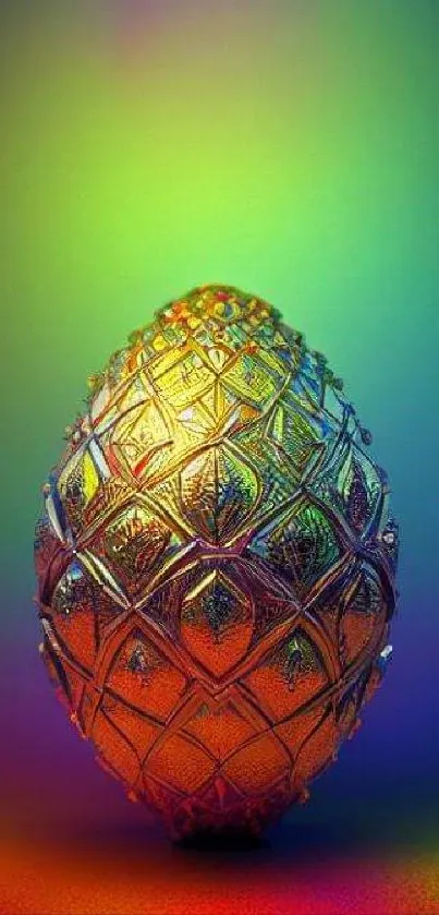 Colorful 3D pineapple egg with vibrant gradient.