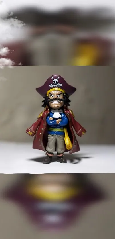 Pirate figurine with maroon coat wallpaper.