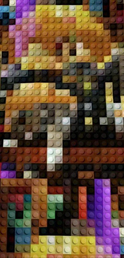 A colorful pixelated pattern made of building blocks.