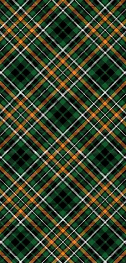 Green and orange plaid tartan wallpaper for phones.