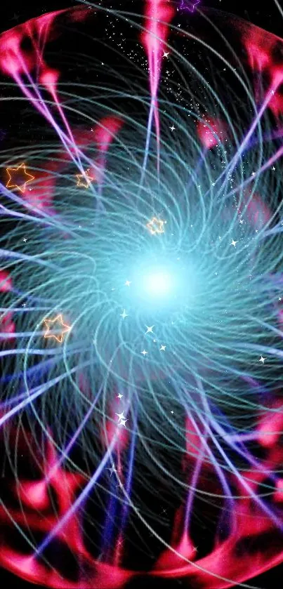 Plasma ball with colorful glowing arcs on a black background.