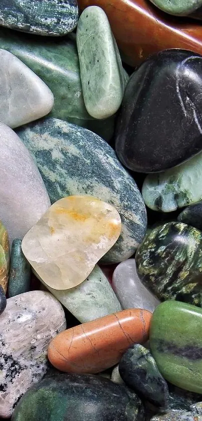 Vibrant collection of colorful stones creating a natural texture.