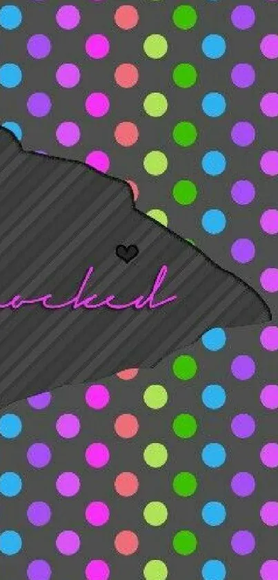 Colorful polka dot wallpaper with 'Locked' text on gray background.