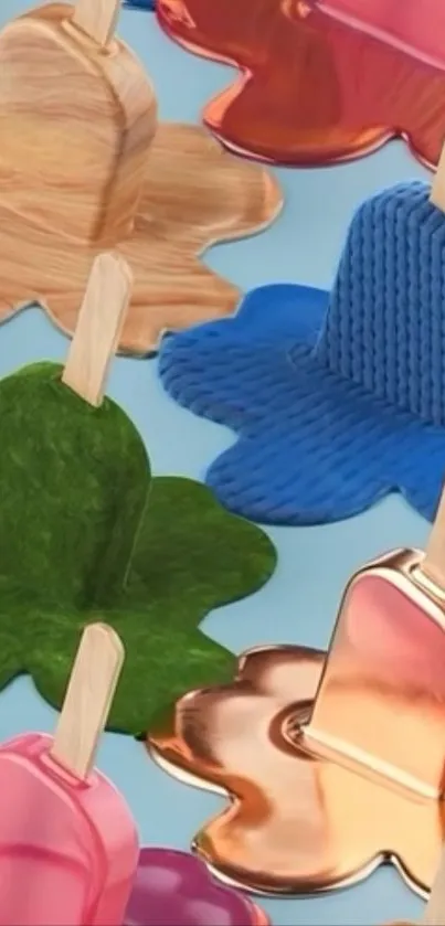 Artistic popsicle design in vibrant colors on a mobile wallpaper.