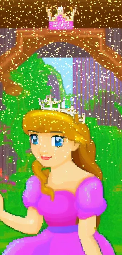 Charming princess in a colorful fantasy setting for mobile wallpaper.