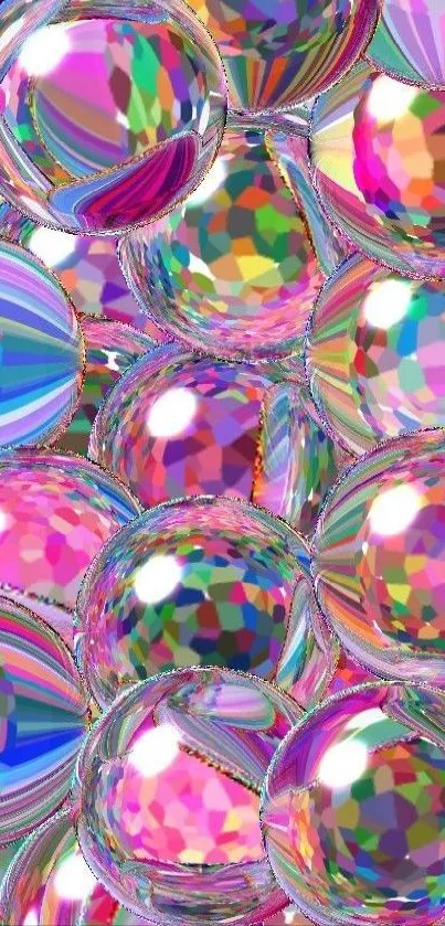 Vibrant mobile wallpaper with colorful prism bubbles.