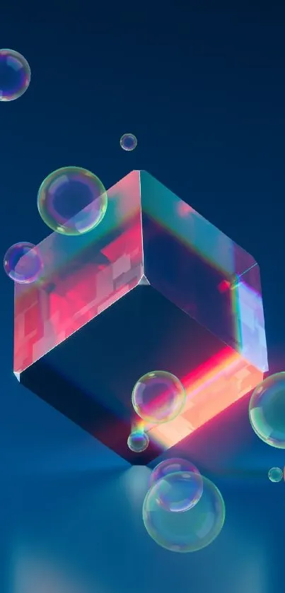 A vibrant prism cube against a dark blue background.