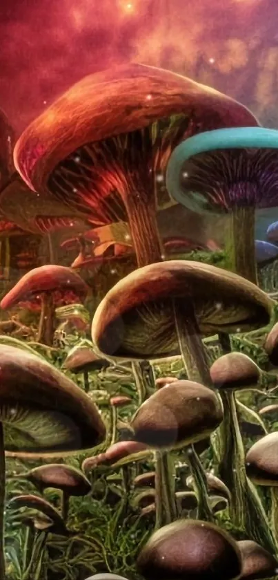 Vibrant psychedelic mushroom wallpaper art