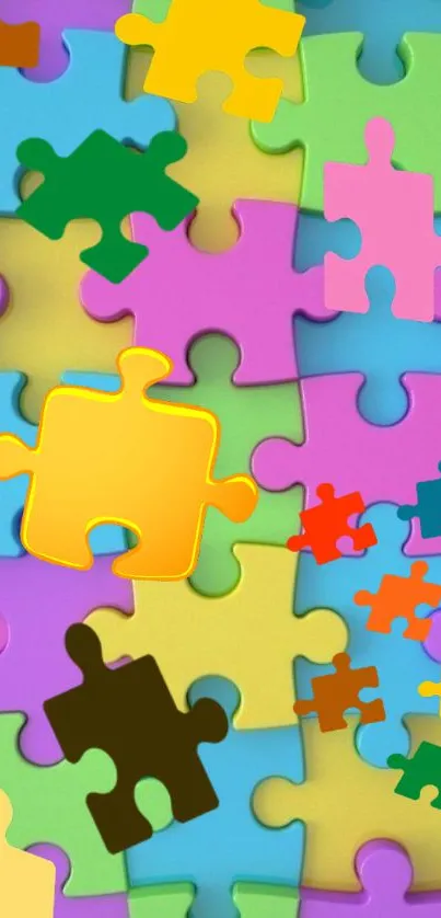 Colorful puzzle piece pattern wallpaper for mobile.