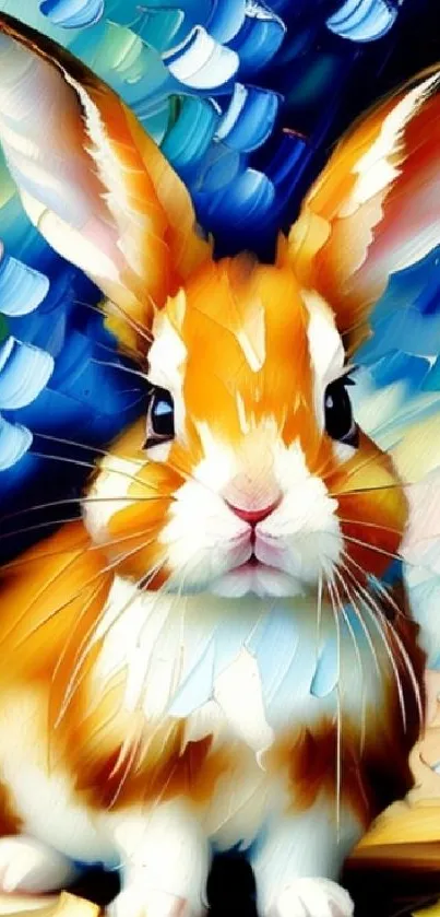 Colorful artistic rabbit wallpaper with vibrant brushstrokes.