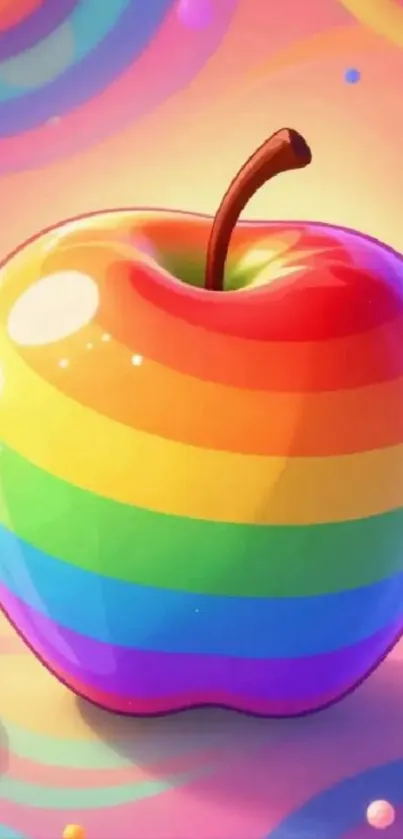 Vibrant rainbow apple art with a glossy finish.