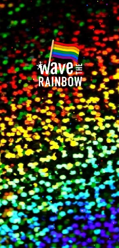 Colorful sparkles wallpaper with a rainbow pattern and dark background.
