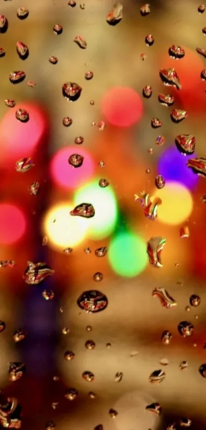 Vibrant bokeh and raindrop abstract wallpaper.