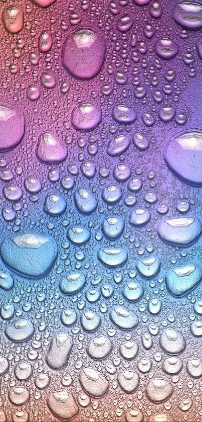 Colorful raindrop wallpaper with gradient hues and water droplets.