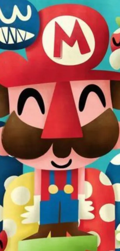 Vibrant retro cartoon character on a colorful blue background.