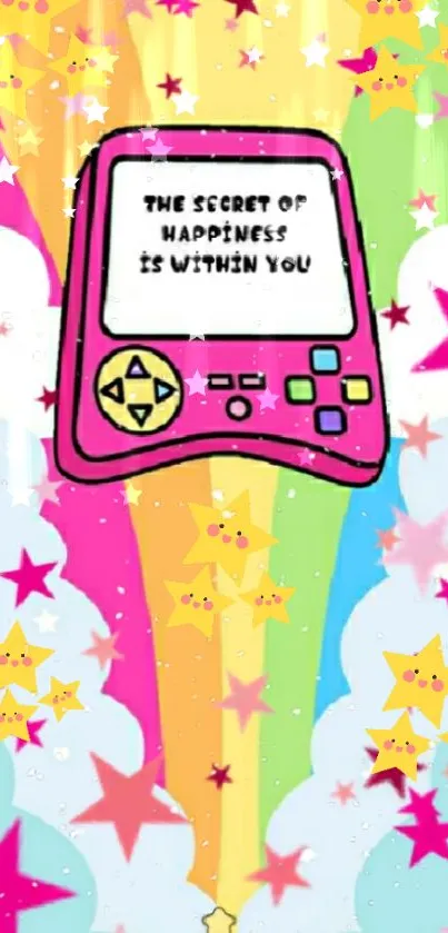 Colorful retro wallpaper with stars and motivational message.