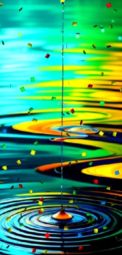 Colorful ripple wallpaper with vibrant water and rainbow hues.