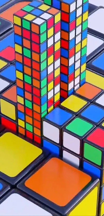 Colorful Rubik's Cube pattern with geometric design