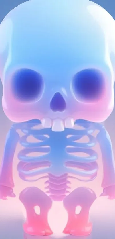 3D colorful skeleton with blue and pink hues.