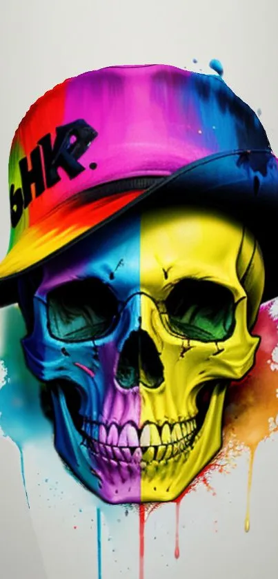 Vibrant, colorful skull art wallpaper for mobile.