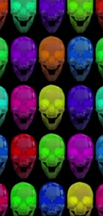 Vibrant and colorful skull pattern wallpaper for mobile.