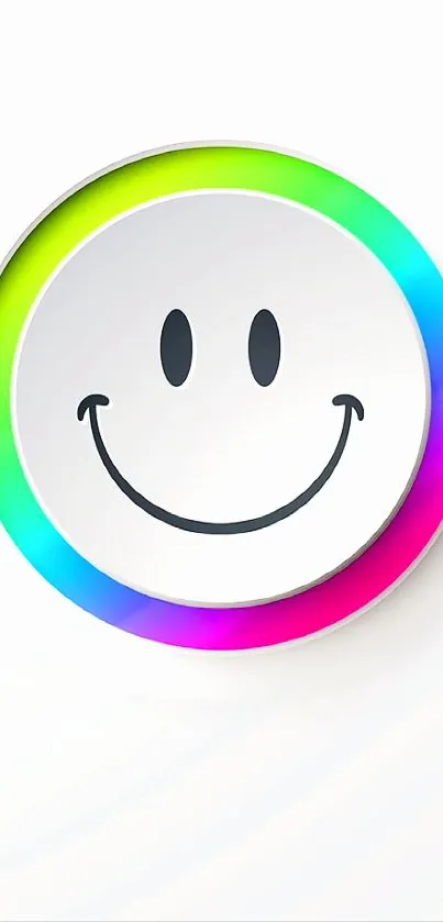 Smiley face with neon colors on a white background.