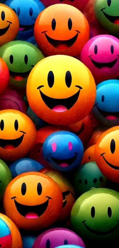 Colorful smiley faces mobile wallpaper with vibrant hues.
