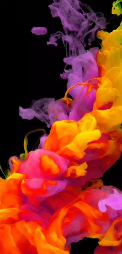 Vibrant colorful smoke against a dark background wallpaper.