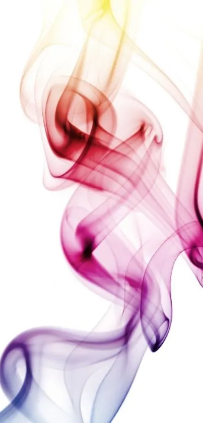 Colorful smoke art on a white background, perfect for mobile wallpaper.