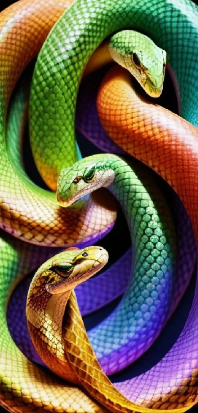 Colorful and vibrant snake spiral mobile wallpaper.