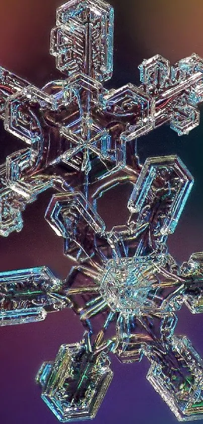 Vibrant and detailed snowflake artwork with colorful background.