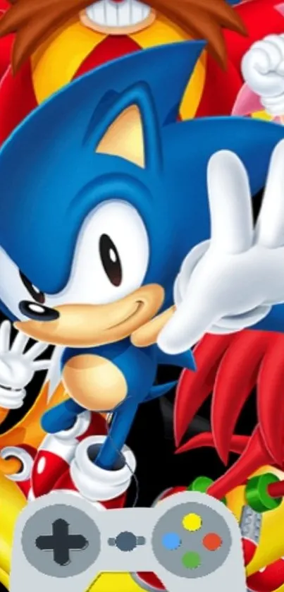 Colorful Sonic the Hedgehog mobile wallpaper.