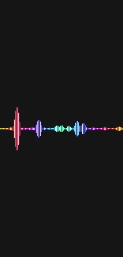 Vibrant soundwave against a black background with colorful spectrum.