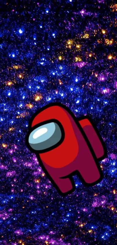 Astronaut drifting through a colorful, star-filled galaxy background.