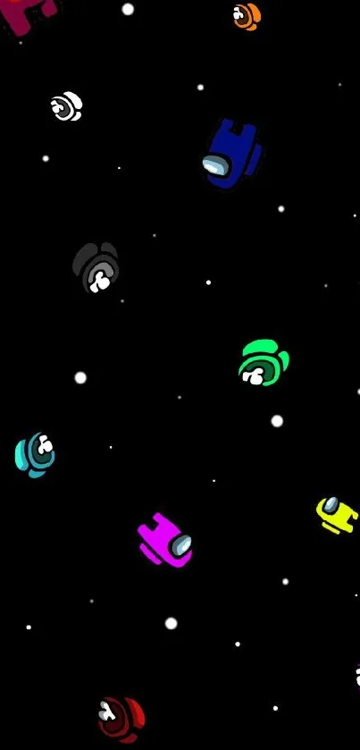 Colorful space game characters on black wallpaper background.